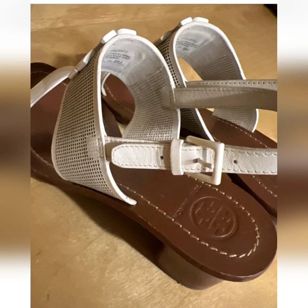Tory Burch Lowell II Ladies Size 8 White Leather Sandals - Picture 5 of 13